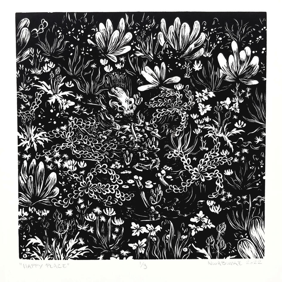 Happy &quot;Place&quot; - Linocut
