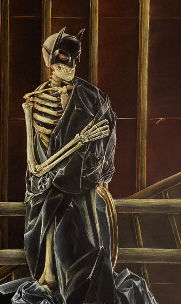 Black Paper on Skeleton on Black Paper